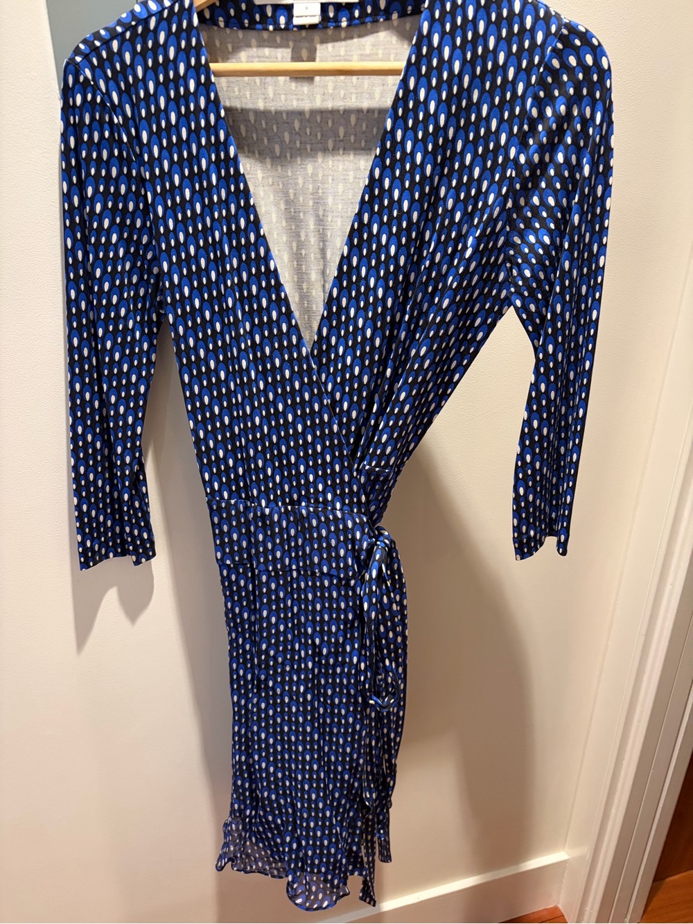Diane Von Furstenberg Blue Printed Wrap Dress